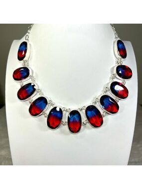 Synthetic 🇺🇸 Bi-Color Tourmaline 925 Large Necklace